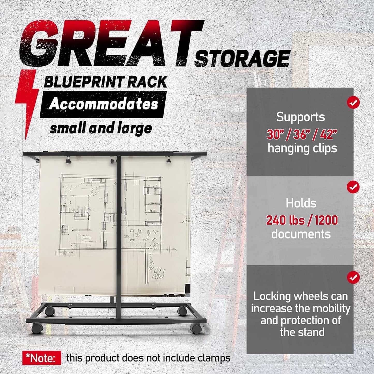 Mobile Blueprint Holder Rack Adjustable Height&Length Portable Blueprint Storage Organizer Stand Vertical File Plans Maps Posters and Drawings Display Rack for Home Office and Workplace Black