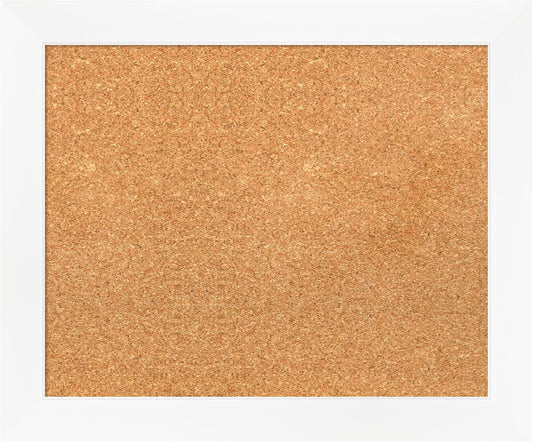 Amanti Art Natural Cork Board for Wall, 19x23 Vision Board with White Frame, Small Corkboard Office Decor for Home Organization, Modern Corkboard Pinboard to Display Items for Home Organization in