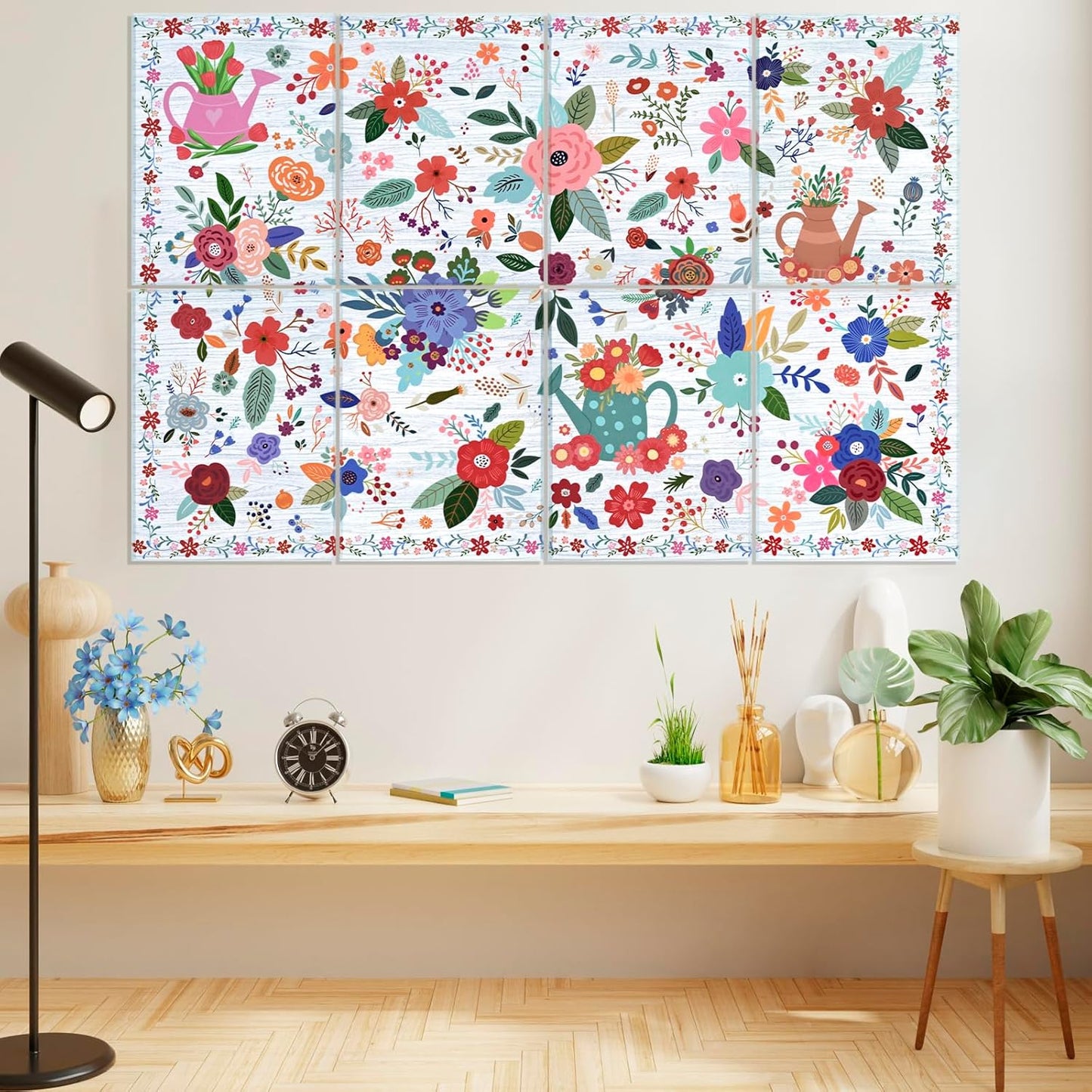 8 Pack Art Acoustic Panels, 48"X32"Self-adhesive Soundproof Wall Panels, High-Density Sound Absorbing Wall Art, Sound Dampening Panels Acoustic Treatment for Studio, Home Decor(Flower World)