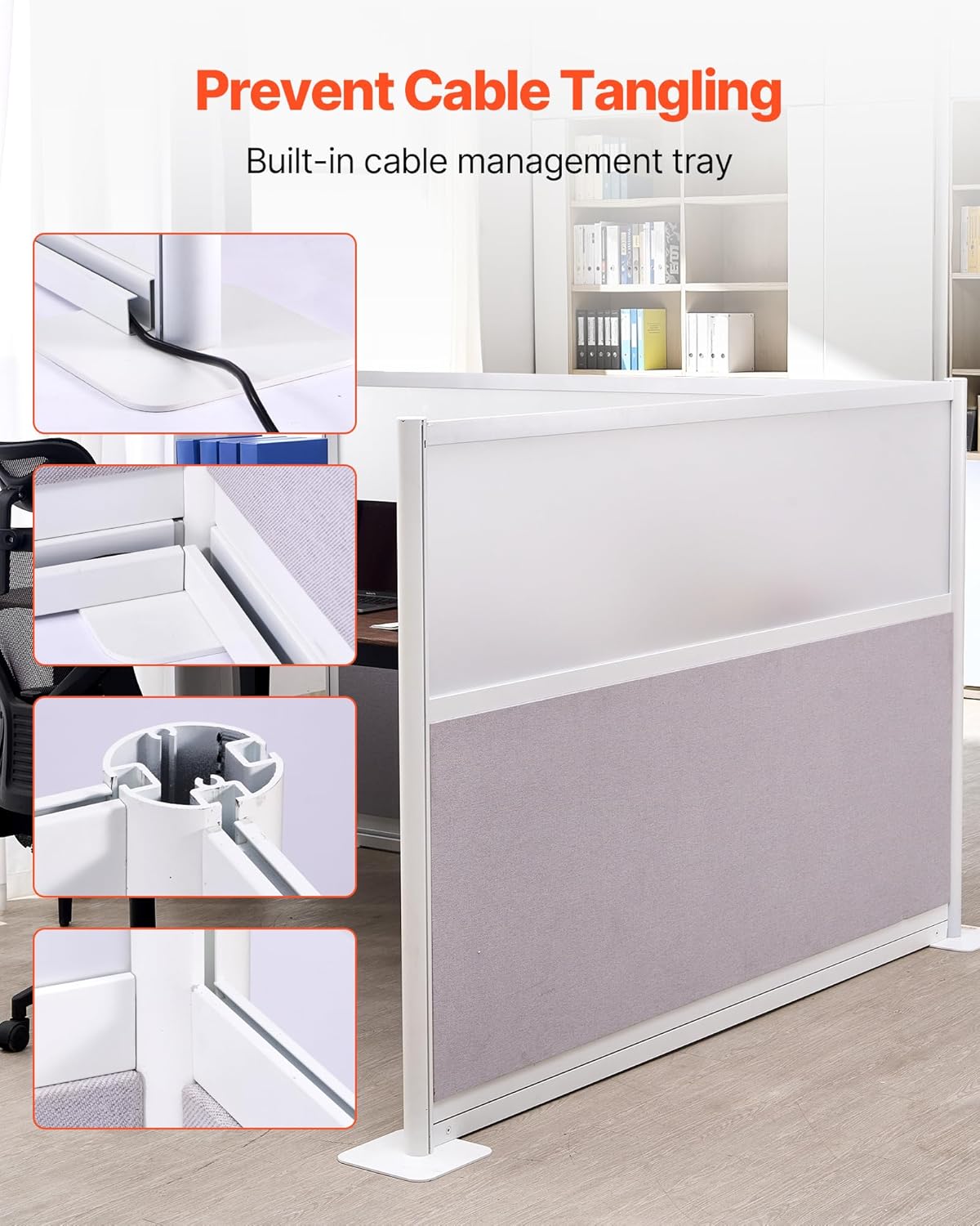 VEVOR Office Divider Privacy Partitions, 2-Pack, 72" x 48" Room Divider Walls, PET Workstation Cubicle Partition with Frosted Acrylic Windows, Freestanding Privacy Panels for Office Library School