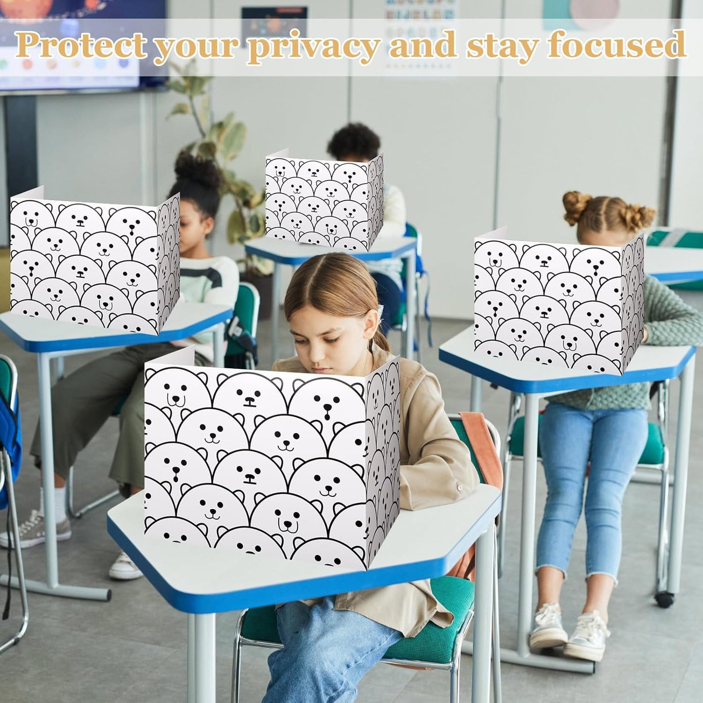 Crtiin 24 Pcs Privacy Boards Desk Privacy Folders Standard Privacy Board School Privacy Cardboard Board Desk Dividers for Student Desks Reduces Distractions Keep Eyes from Wandering(White)