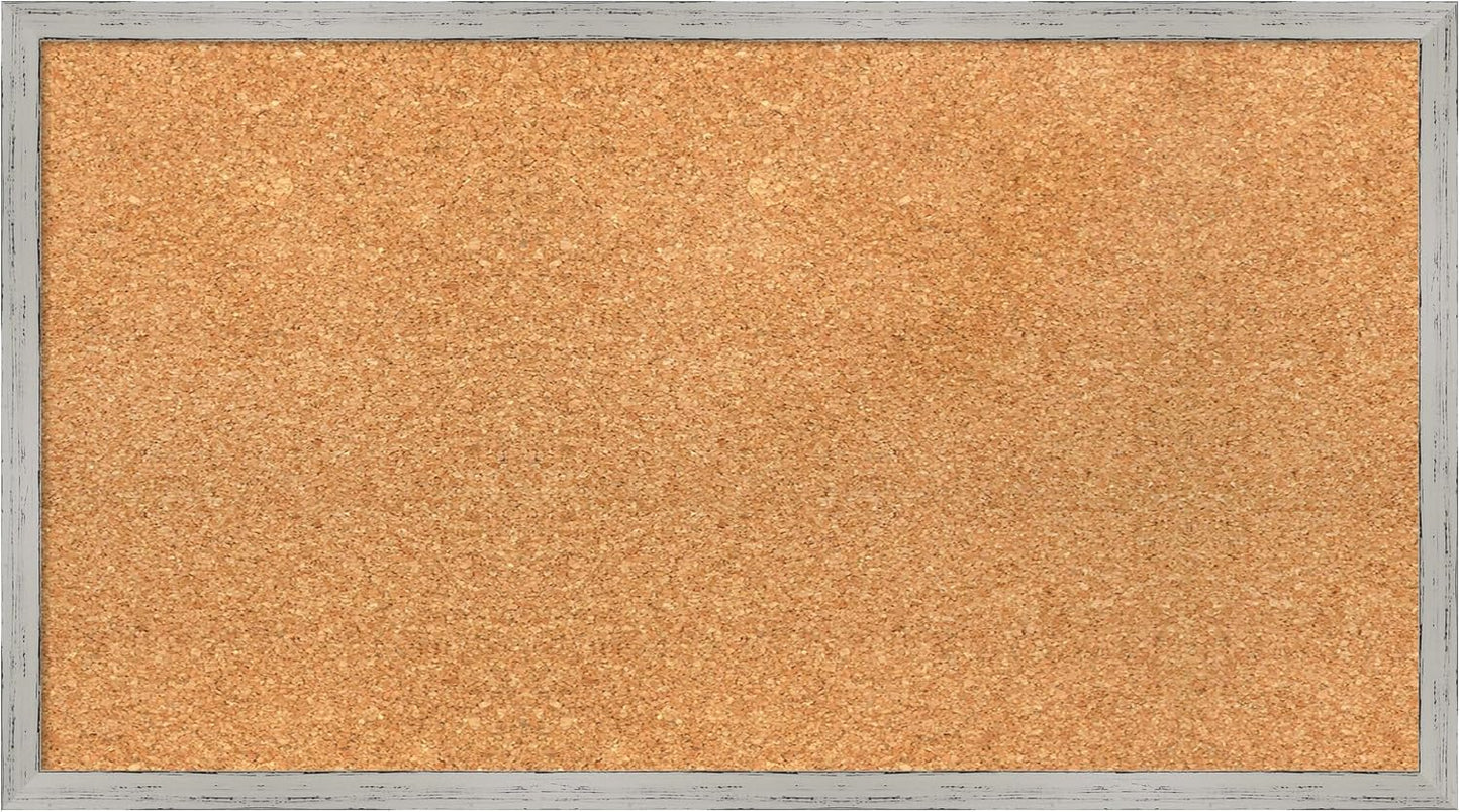 Amanti Art Natural Cork Board for Wall, 15x27 Vision Board with White Frame, Medium Corkboard Office Decor for Home Organization, Cottage Corkboard Pinboard to Display Items for Home Organization in