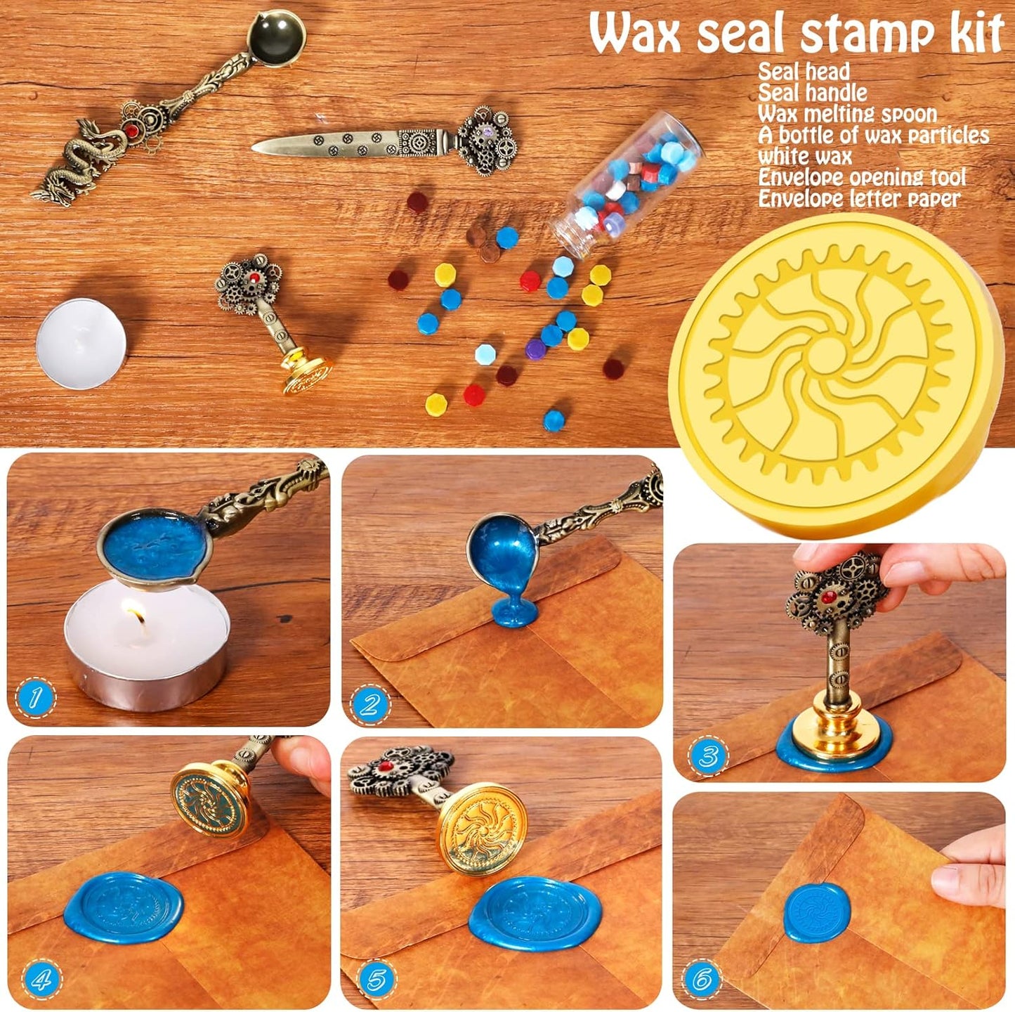 Aifeiter Quill Pen Ink Set Leather Notebook With Quill Pen,Notebook, 5 Replaceable Nibs,Seal Stamp,Spoon,Wax Beads,White Wax, Ink,Pen Holder,Cup,Envelope,Letter Paper,Envelope Tool(green)