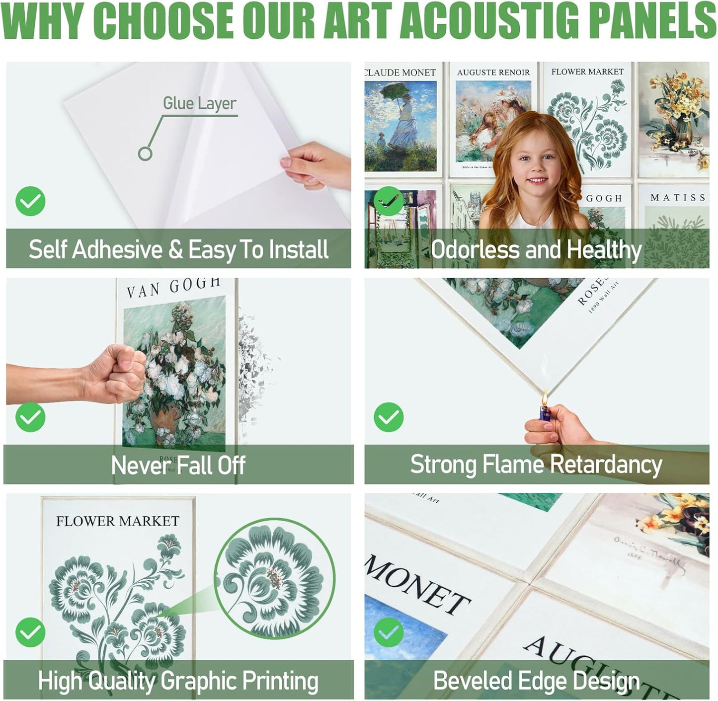 8 Pack Art Acoustic Panels, 48"X32" Self-Adhesive Sound Absorbing Panels, Decorative Acoustic Panels for Walls, Soundproof Wall Panels, Art Sound Proof Panels for Studio, Bedroom, Office