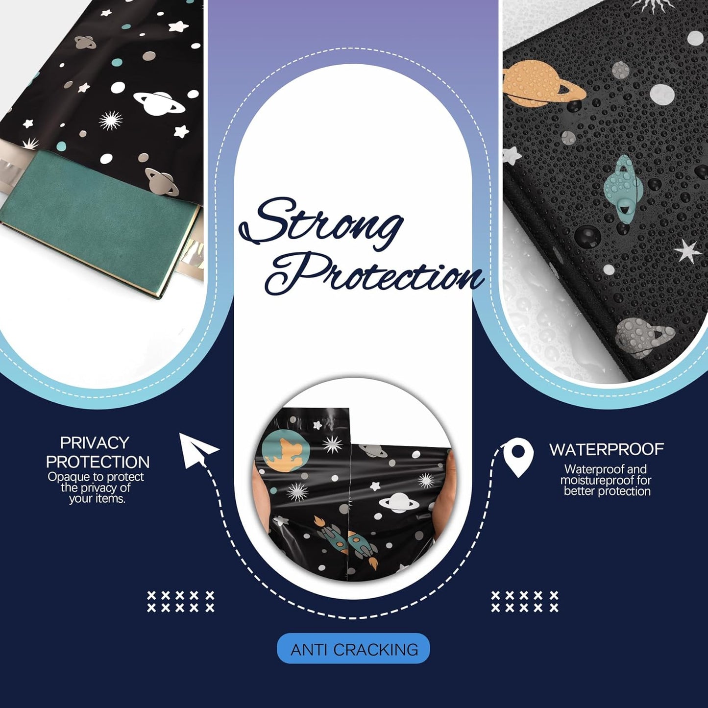 Planets Poly Mailer 10x13 Inch 25 Pcs, Waterproof Shipping Bags for Clothing, Tear-Resistant Mailier Bags, Strong Mailing Bags with Self-Seal