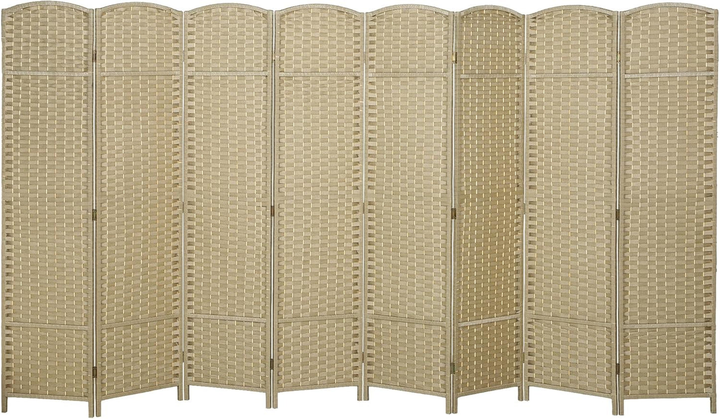 HOMCOM Room Divider, 8 Panel Folding Privacy Screen, 5.6' Tall Freestanding Wall Partition for Home Office, Bedroom, Beige