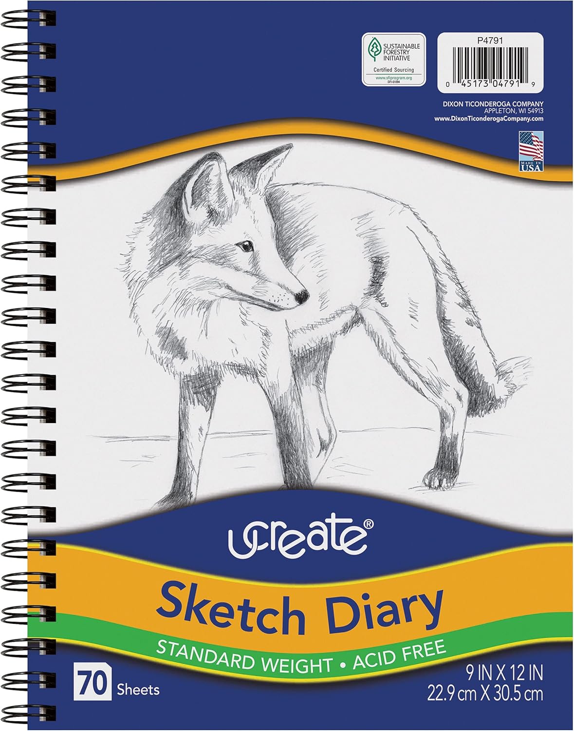 Pacon UCreate Sketch Diary, 12" x 9", Standard Weight 70 Sheets