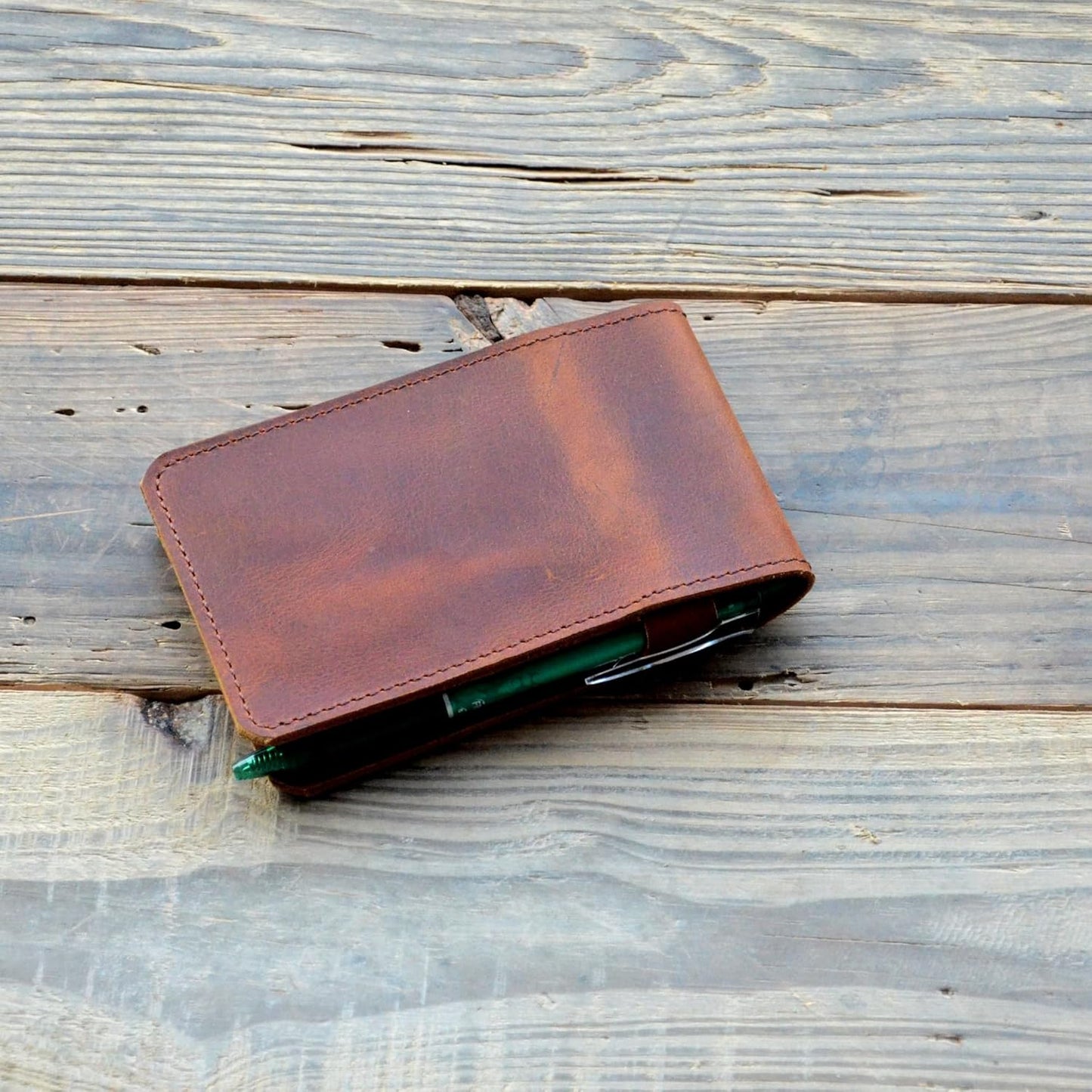 JJNUSA Leather Cover for Rite in the Rain Spiral Notebooks 3" x 5" Distressed Genuine Leather Memo Notebook Cover for Pocket Notebook 3 x 5 Brown