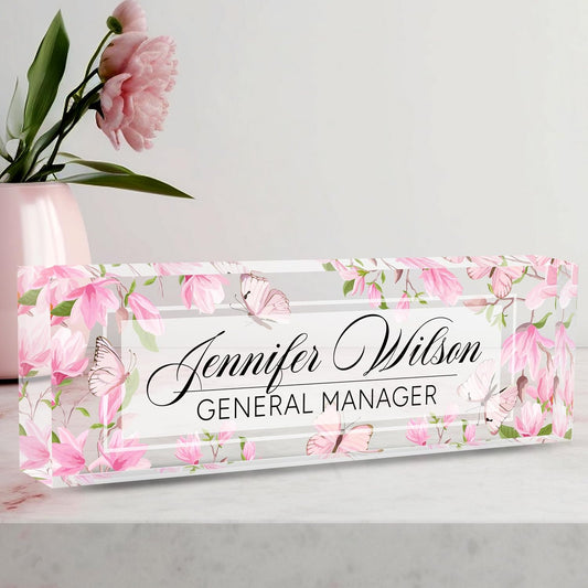 Desk Name Plate Personalized, Personalized Name Plate for Desk, Custom Office Desk Decor The Office Gifts for Women Men, Acrylic Desk Accessories Employee Appreciation Gifts for Boss, Manager, Teacher