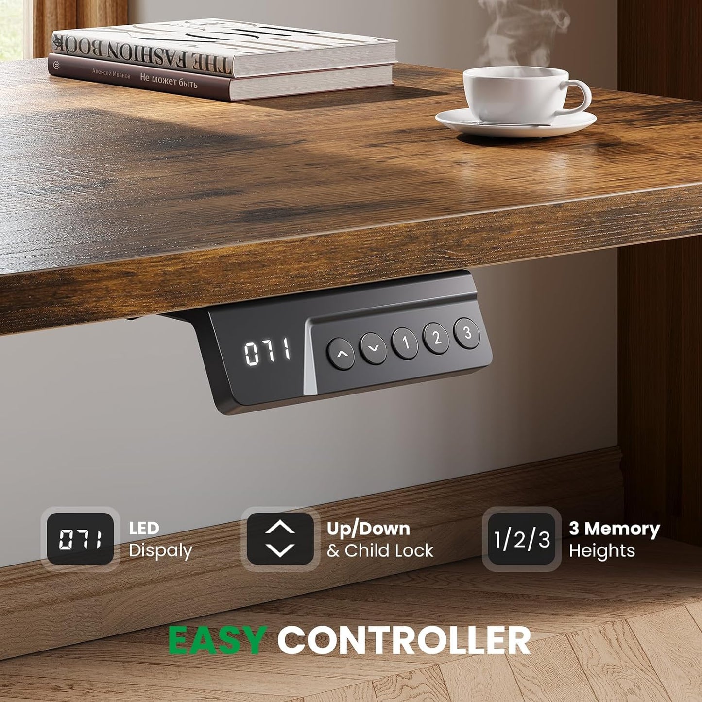 SIAGO L-Shaped Standing Desk - 75 x 63 Inch Adjustable Corner Standing Desk with Charging Station - L Shape Sit Stand Table with Memory Controller, Splice Board for Home Office