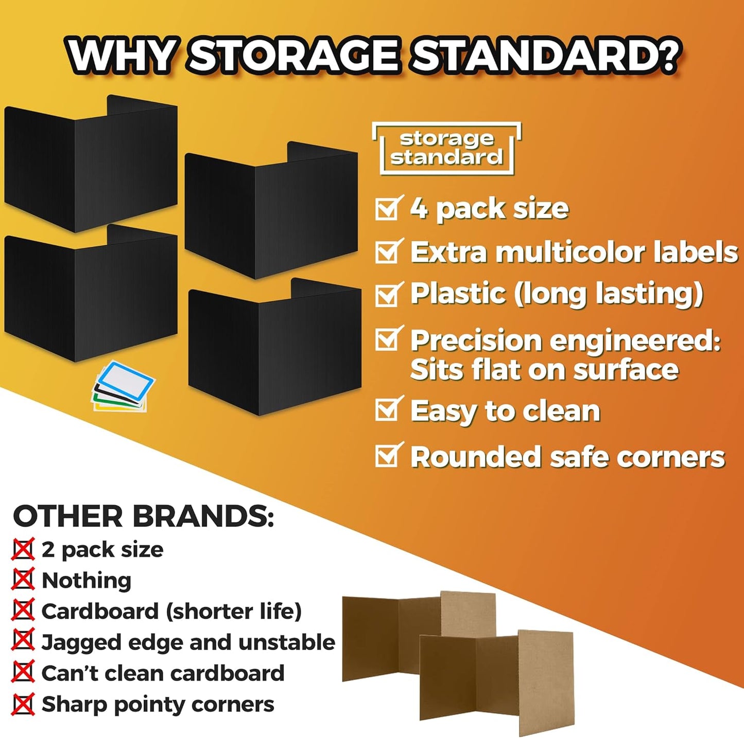 4-Pack Desk Dividers for Students - Durable & Waterproof Plastic Study Carrel Divider, Classroom Folders Teacher Supplies, Easy-to-Clean Plastic Privacy Shield Folder Boards for Student Desks, Black