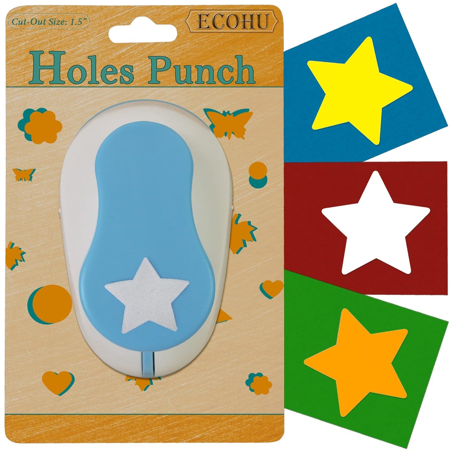 Star Hole Punch for Paper Crafts, 1.5-Inch Across, Small Hole Star Punch Cutter, Lever Punch Shape for Card Making, Scrapbooking, DIY Arts