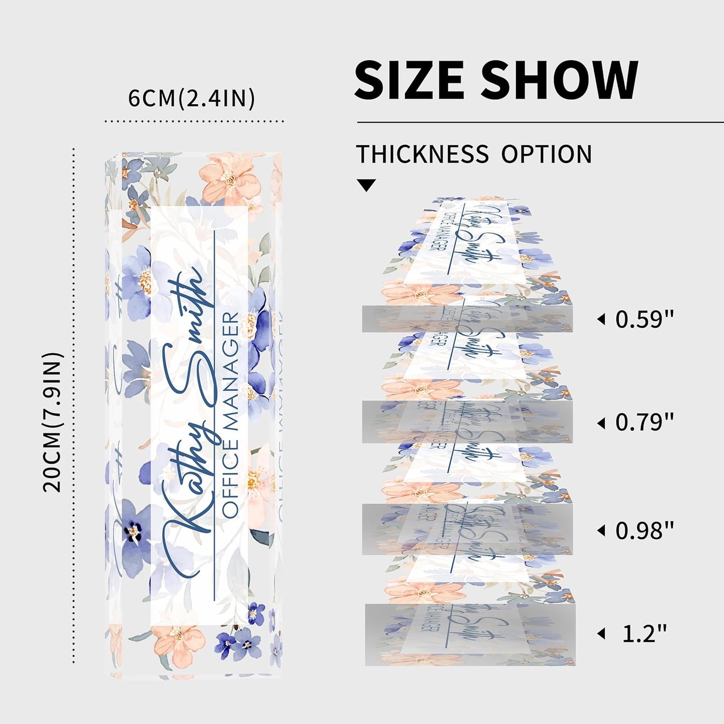 Personalized Name Plate for Desk, Custom Desk Name Plate, Acrylic Name Plate Office Desk Accessories, Personalized Office Gifts for Coworkers Teachers, Employee Appreciation Gifts (A-WaterColor2)