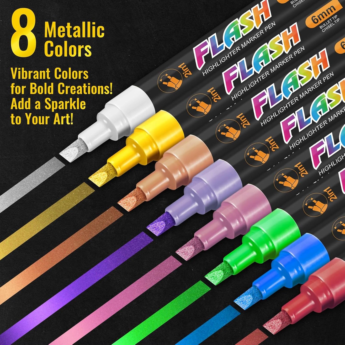 SFAIH Liquid Chalk Markers [1-Second Wet Wipe] - 6mm 30 Colors [Neon+Pastel+Metallic], No Residue, Zero Dust Chalkboard Markers for Whiteboard, Windows, Glass, Signs, With Highlighter Color Marker