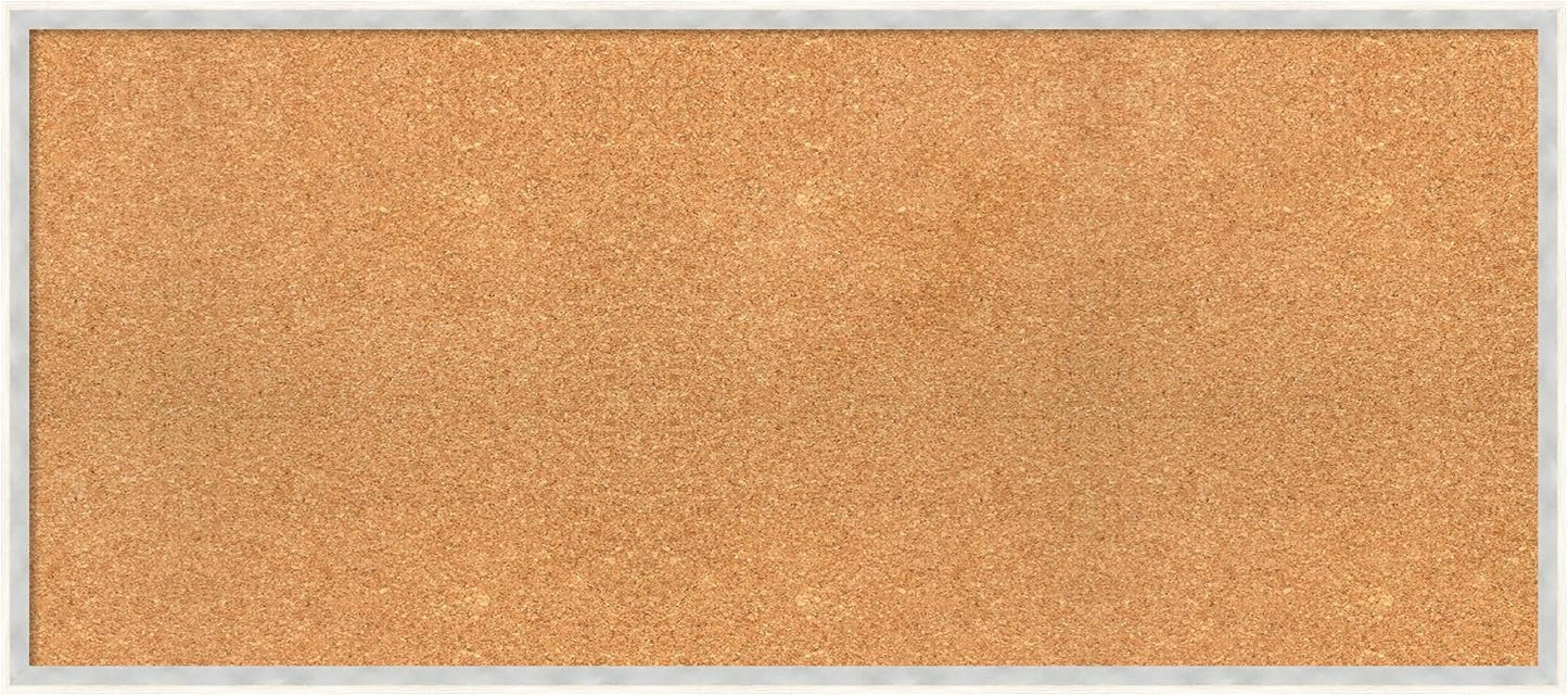 Amanti Art Natural Cork Board for Wall, 19x43 Vision Board with White Frame, Oversize Corkboard Office Decor for Home Organization, Modern Corkboard Pinboard to Display Items for Home Organization in