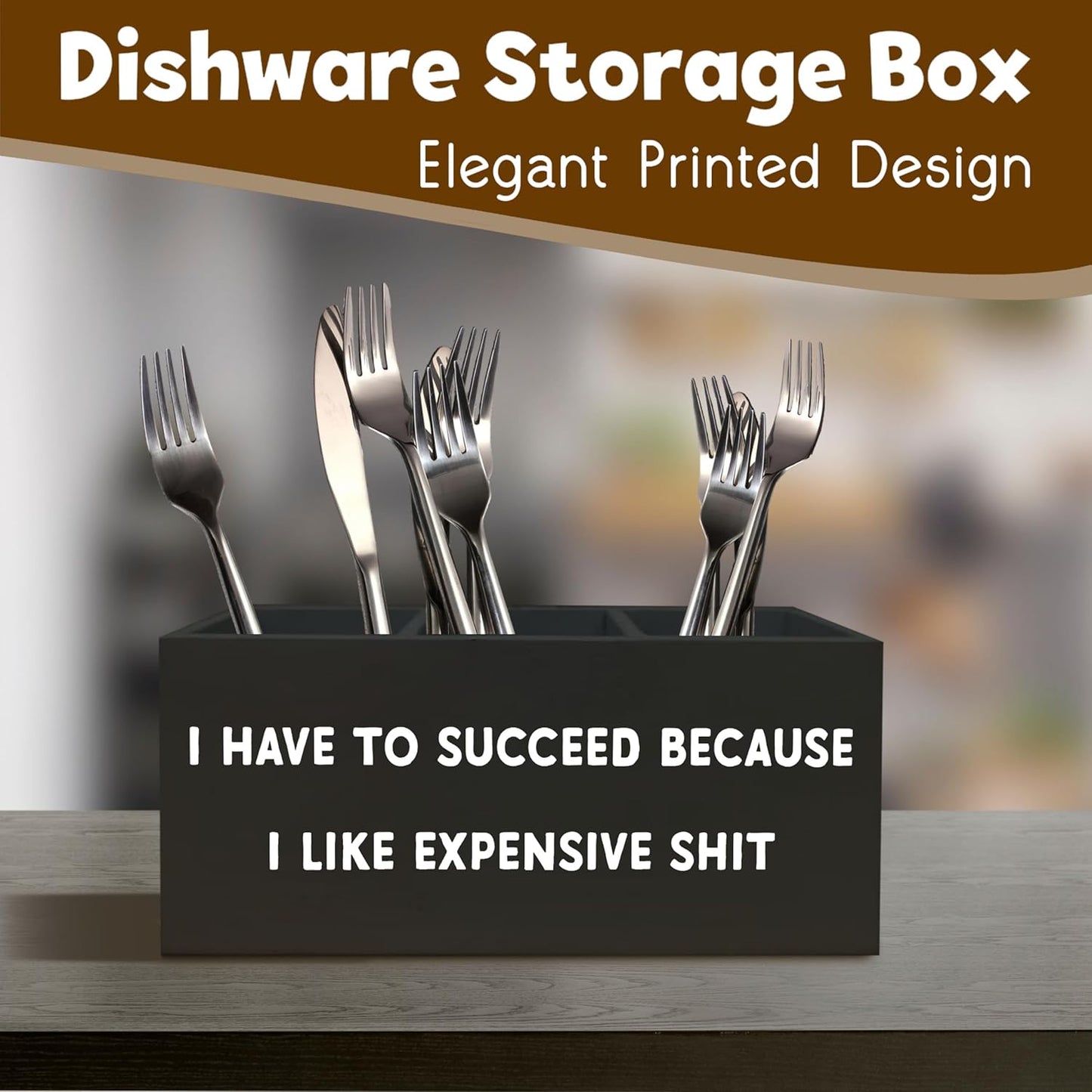 Funny Sign Decor Pen Holder for Desk, Funny Black Office Signs Decor, I Have to Succeed Because I like Expensive Shit, Amusing Decor Office Pen Holder for Women Men Desk Accessories