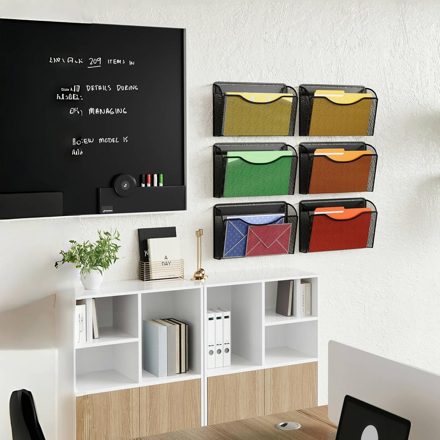 Wall File Organizer,Hanging Wall Mounted File Folder Binder Holder Mail Organizer for Office,Home and School Supplies