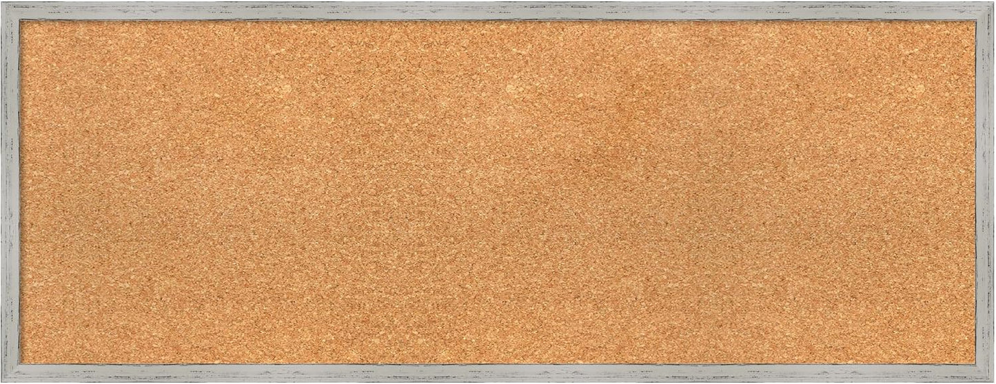 Amanti Art Natural Cork Board for Wall, 15x39 Vision Board with White Frame, Medium Corkboard Office Decor for Home Organization, Cottage Corkboard Pinboard to Display Items for Home Organization in