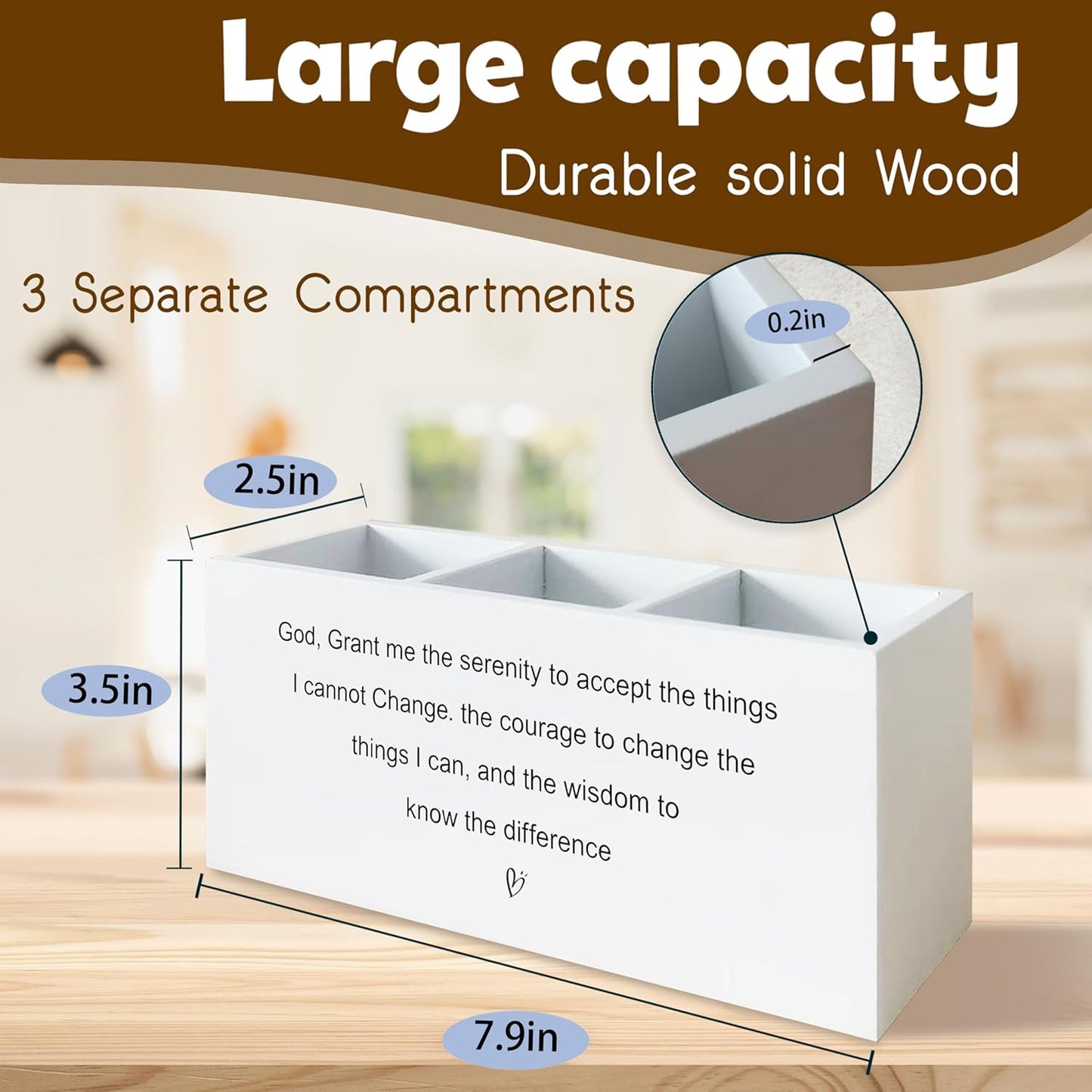 Inspirational Christian Pen Holder for Desk, Christian Gifts for Women Men, Motivational Bible Verse Scripture Wooden Pen Pencil Holder Organizer for Office Desk Accessories