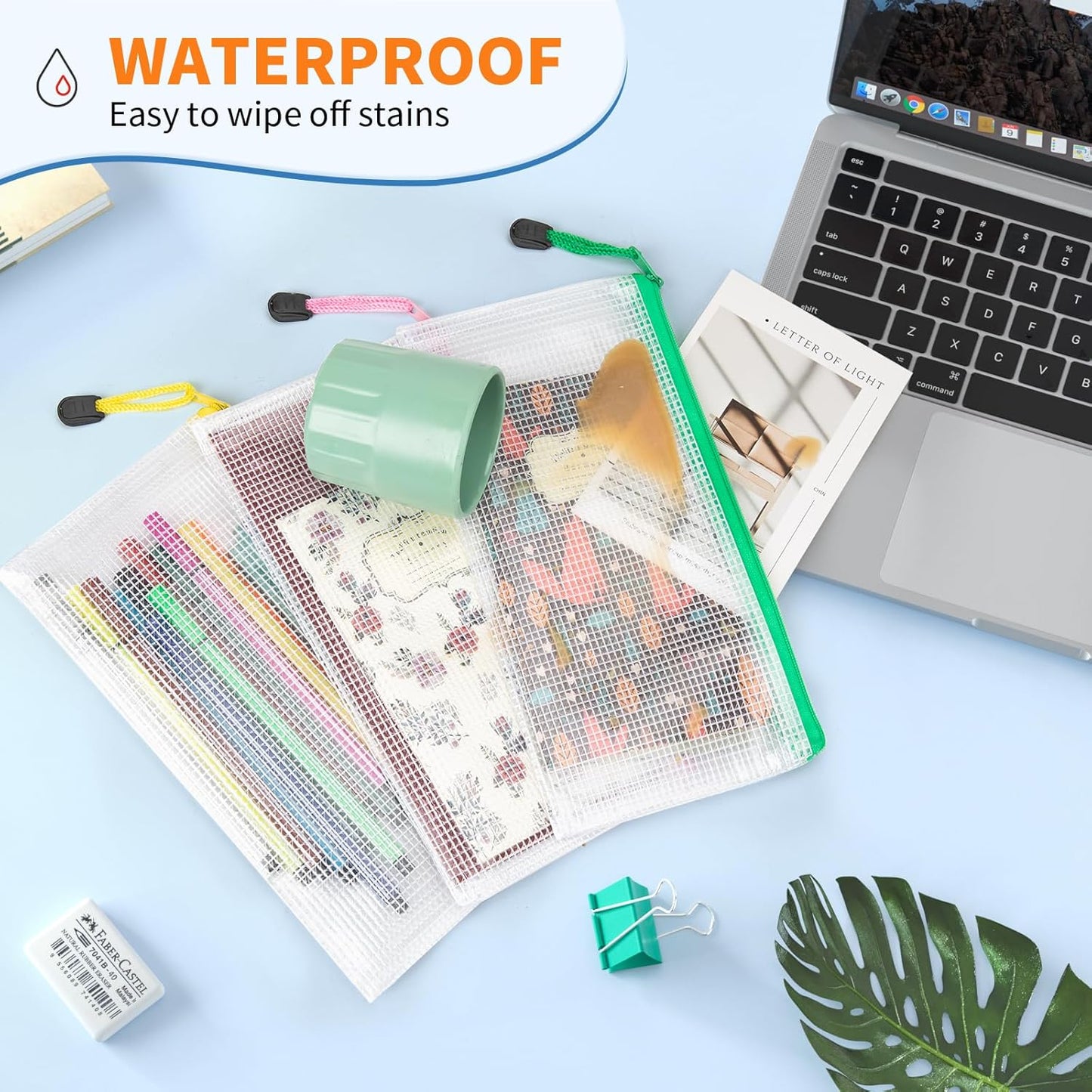 Umriox 16 Color Pencil Pouches, 9.2 x 4.7 in, Pencil Bags with Zipper, Clear Pencil Pouch for Office Supplies and Tavel Storage