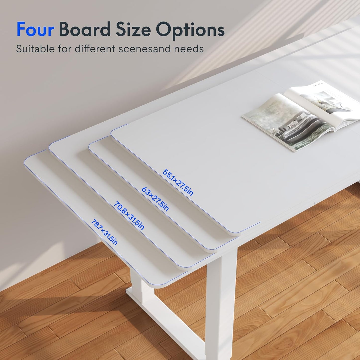 FLEXISPOT E6Q 4 Legs Standing Desk 71 x 32 Inch Adjustable Height Desk with Splice Board Home Office Sit Stand Up Desk, White Top + White Frame