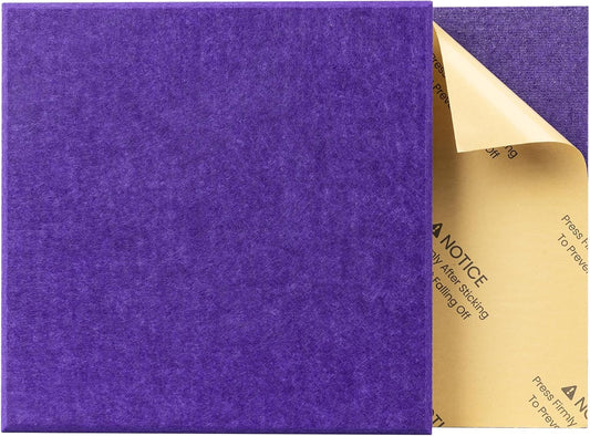 22 Pack Self-Adhesive Acoustic Panels, 12" X 12" X 0.4" High-Density Sound Proof Foam Panels for Walls, Soundproof Wall Panels for Home & Office (Purple)