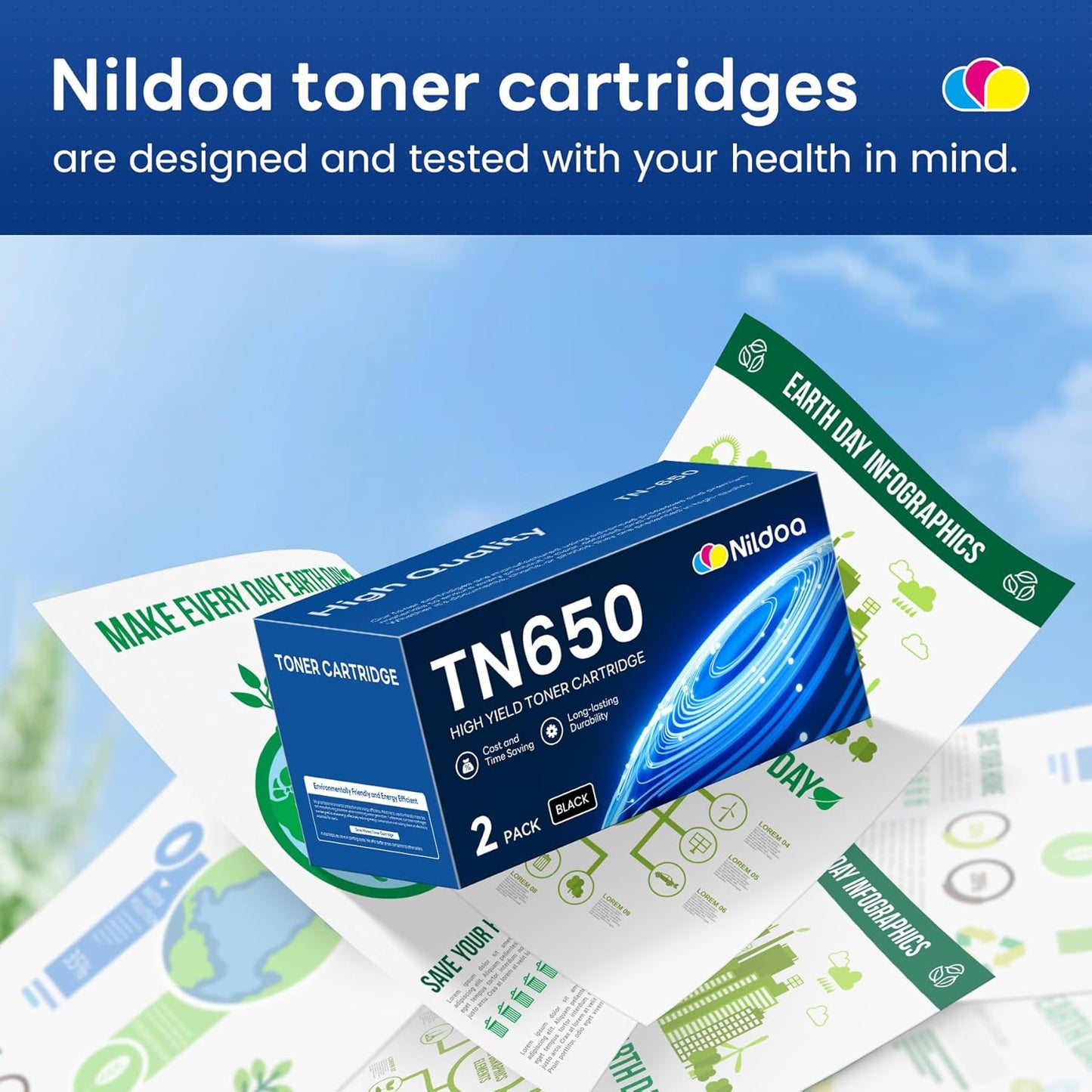 TN650 TN-650 Toner Cartridge Black 2 Pack Replacement for Brother TN-650 TN650 MFC-8690DW MFC-8480DN MFC-8890DW Printer Toner