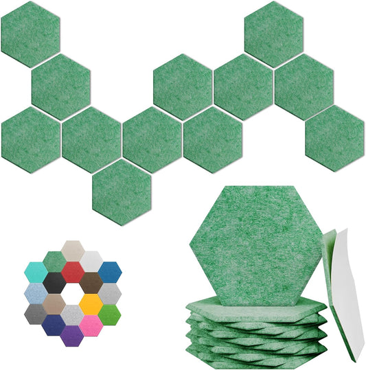 Hexagonal Acoustic Panels-12 Pack High-Density Sound Absorbing Panels 12"X10"X0.4" for Enhanced Noise Reduction, DIY Design, Idea for Studios, Offices, and Home Theaters(Forest Green)