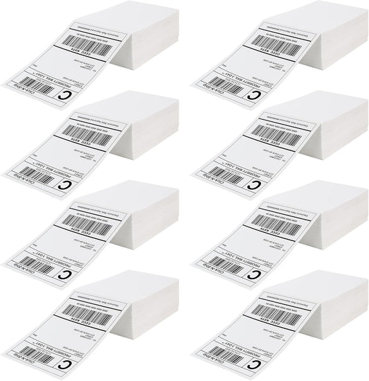 DGBDPACK Fanfold Direct Thermal Shipping Labels 4''x6'' 2400 Labels/8 Stacks (300 Pcs per Stack), Compatible with Zebra Rollo Beeprt Printer Ultra Adhesive