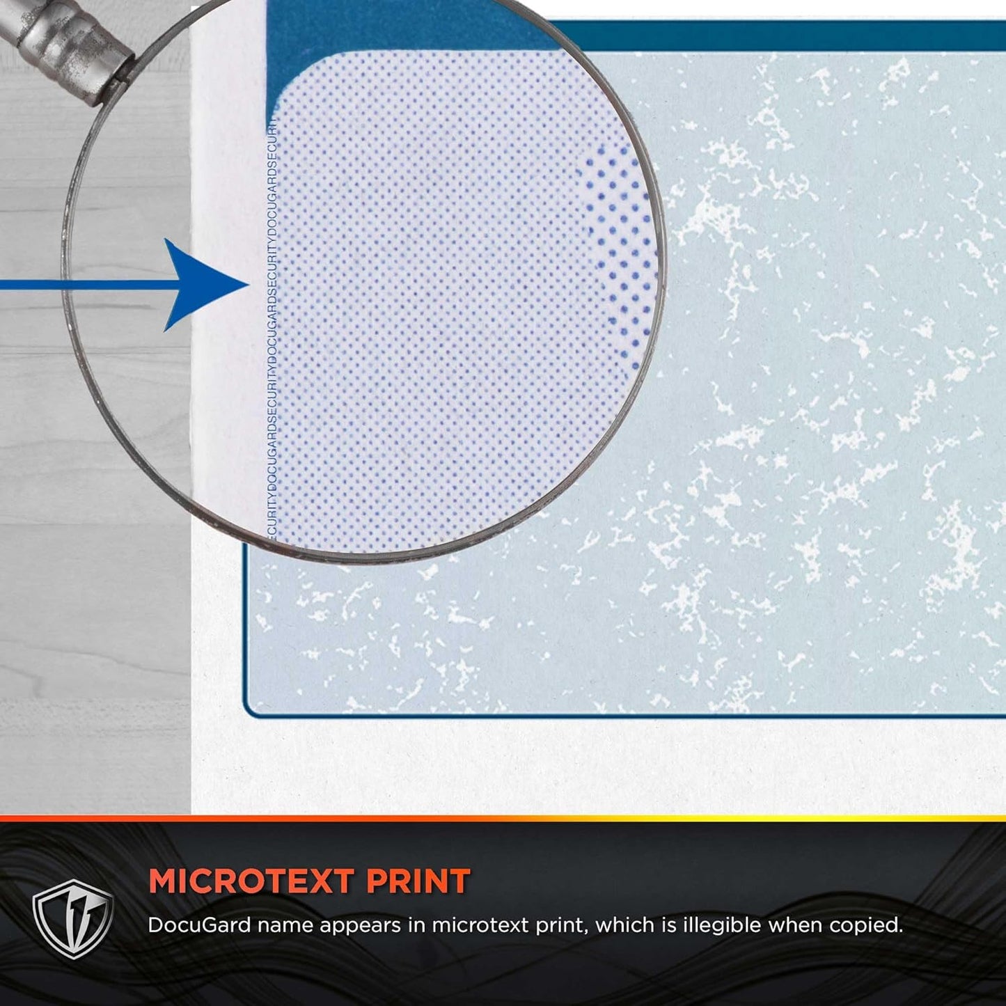 DocuGard Blue/Green Premier Prismatic Middle High Security Check Paper - QuickBooks & Laser/Inkjet Printer Compatible - 13 Security Features - 500 Blank Business Checks (04535)