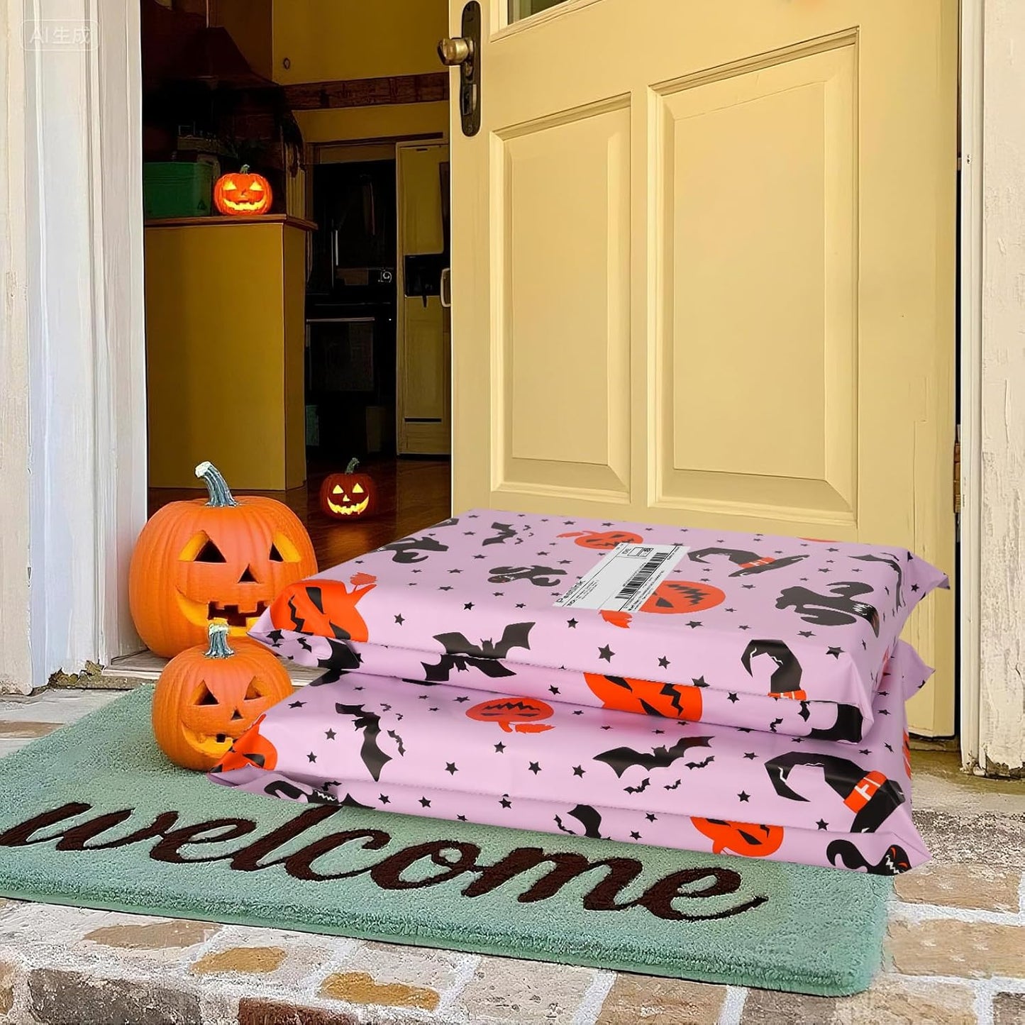 Halloween Poly Mailer 14.5x19 Inch 50 Pcs, Waterproof Shipping Bags for Clothing, Tear-Resistant Mailier Bags, Strong Mailing Bags with Self-Seal - Purple