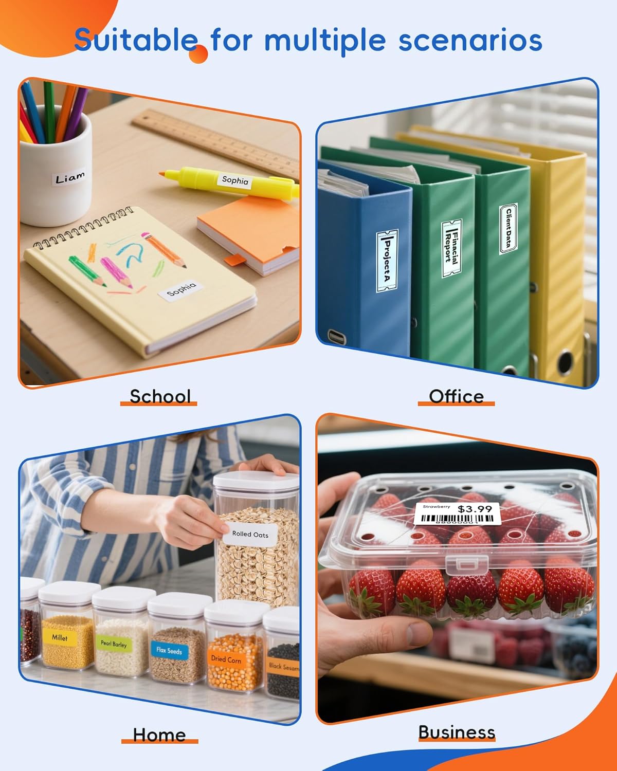 Label Maker Machine with 3 Tapes, D11s Bluetooth Label Maker Waterproof Labels, Portable Mini Label Printer with Various Templates for Home Office School, Blue