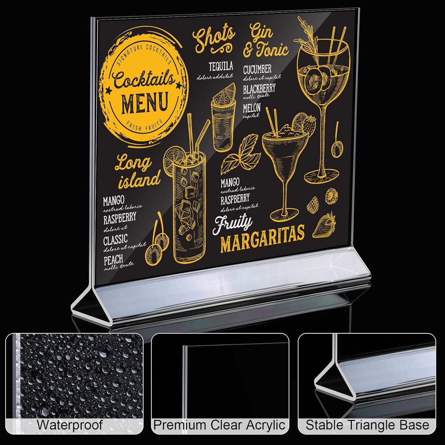 Yulejo 24 Pack Acrylic Sign Holder, Plastic Clear Table Display Holder Double Sided Menu Display Stands T Shaped Card Picture Frames for Office, Weddings, Meetings, Hotels (11 x 8.5 Inches)