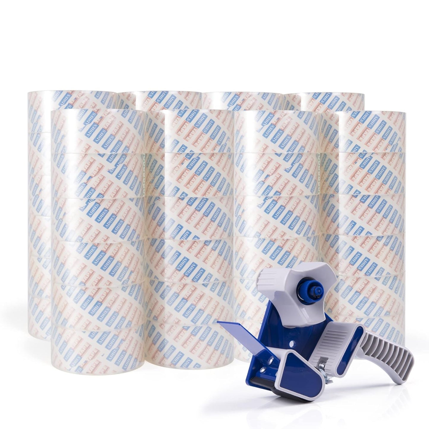 ADHES 48 Rolls Packing Tape with Dispenser Gun, 2.6 Mil Heavy Duty Packaging Tap for Shipping, Moving and Storing, 1.88 Inch x 55Yards, Super Clear