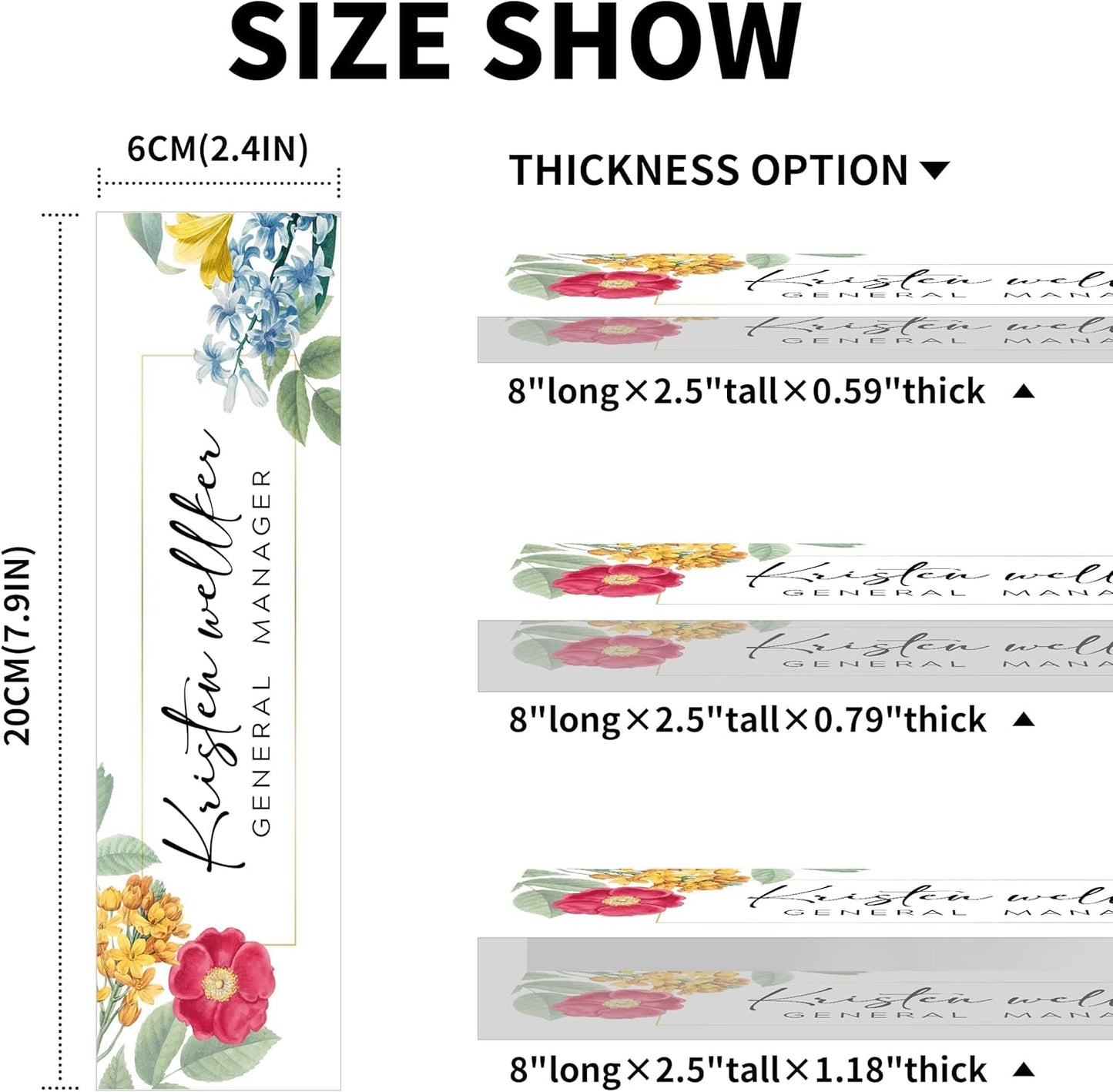 Desk Name Plate Personalized, Premium Plum Blossom Hyacinth Acrylic Desk Name Plate, Personalized Name Plate for Desk, Office Decor for Women or Men Coworkers, Boss, Employee, Teacher