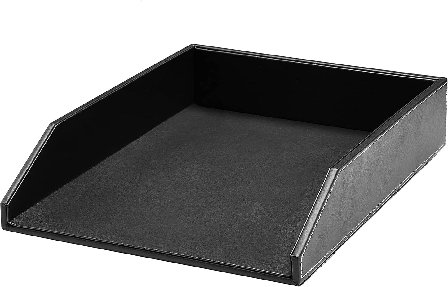 Gallaway Leather Letter Tray Organizer - PU Leather Desk Tray, Perfect for Office Organization, Document Holder Fits A4 Paper, Stackable Drawers for Extra Storage (Black)