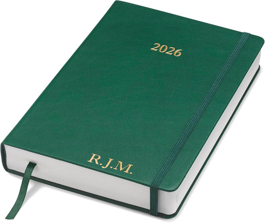 Wykeham's Executive 2026 Daily Journal Planner – US Public Holidays & Format – Customization Available (Personalized Racing Green, 8.5”×5.5”)