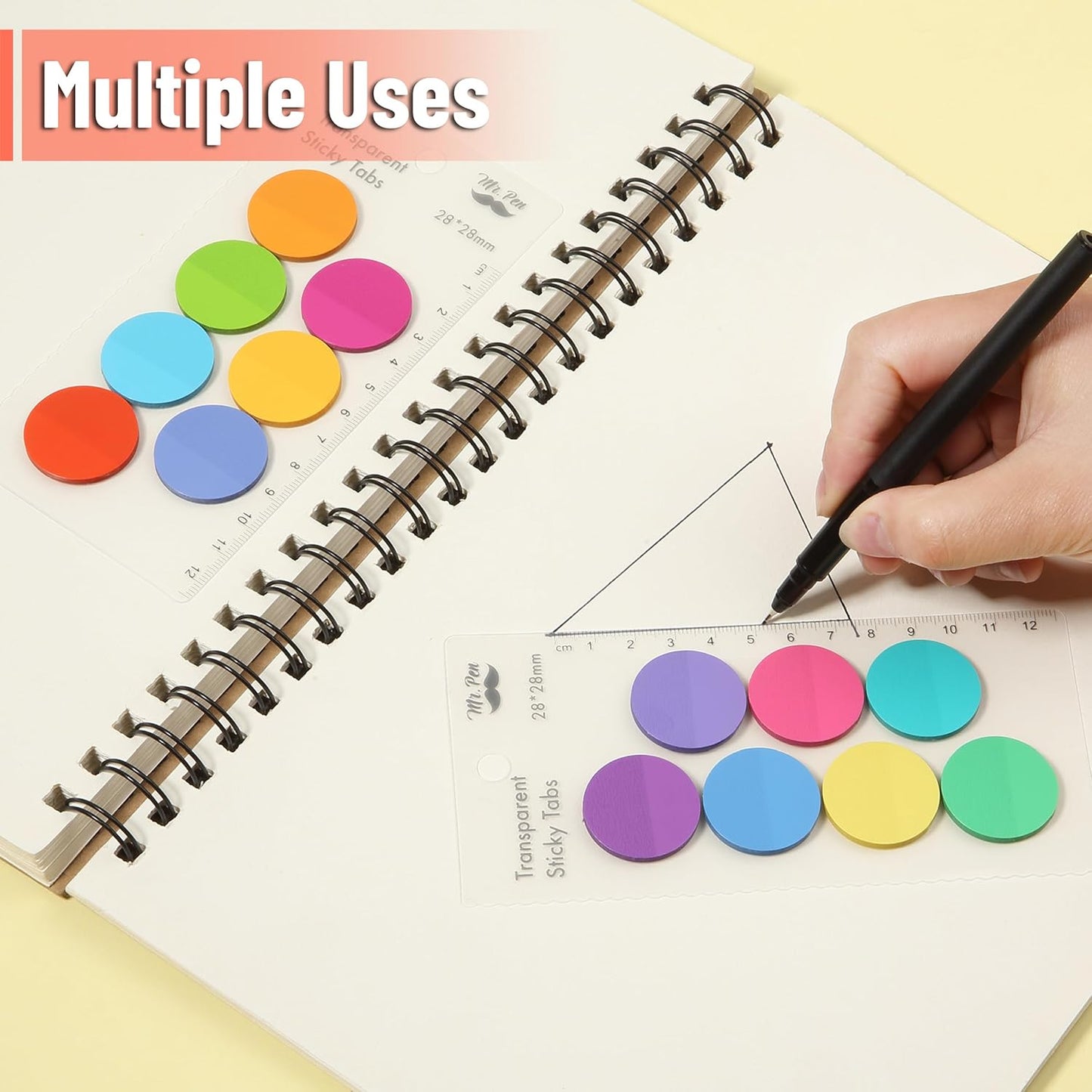 Mr. Pen- Transparent Sticky Note Set, 560Sheets, Colorful, Round Transparent Sticky Notes Set