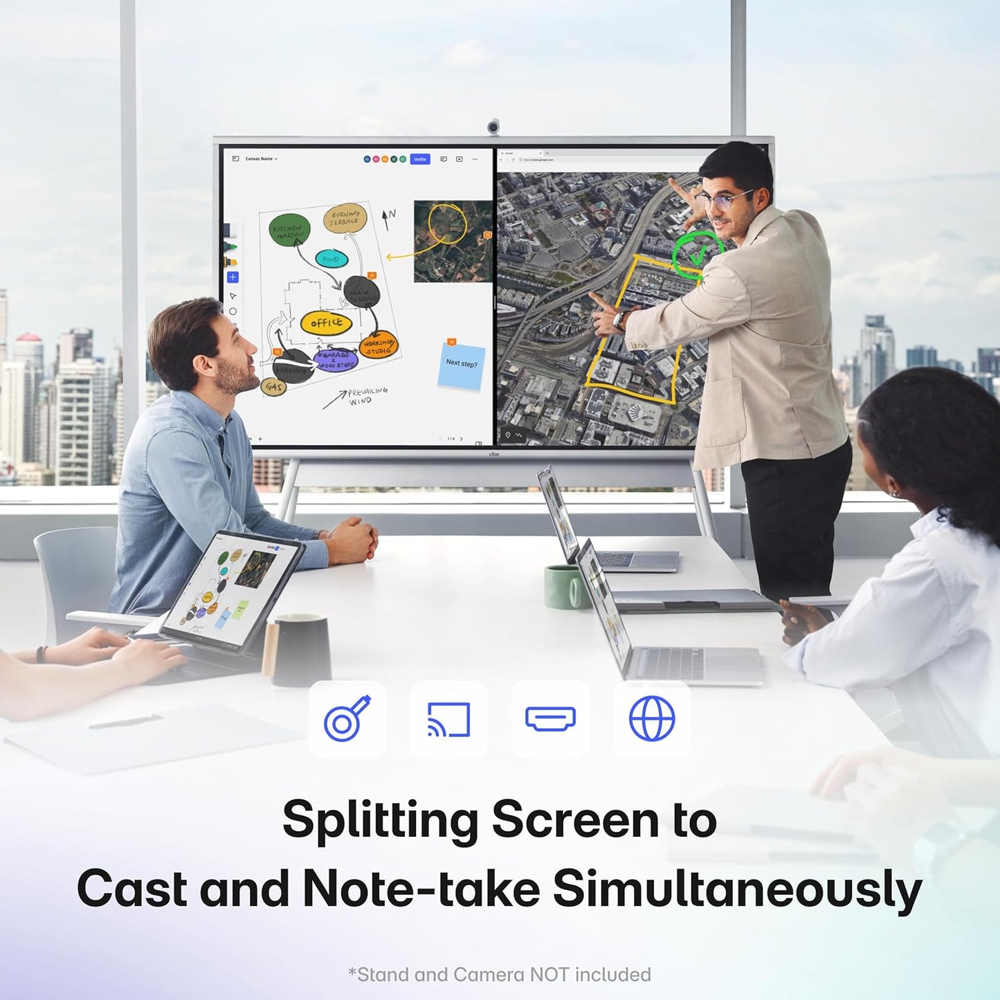 Vibe S1 4K UHD Smart Board, 75 Inch Digital Whiteboard for Office and Classroom, Electronic Presentation Meeting Device for Hybrid Work, Interative Touchscreen Display, Chrome OS and 250+ Free Apps