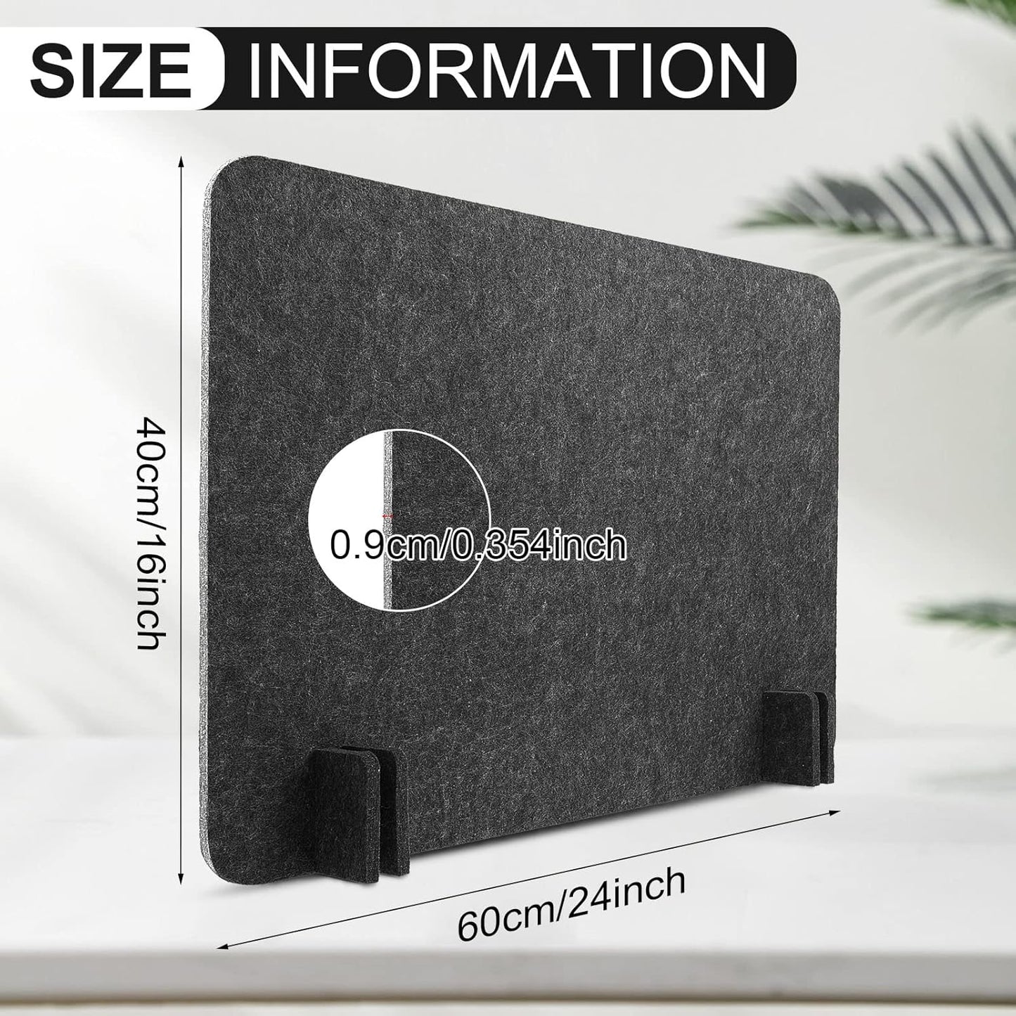 4 Pack Acoustic Desk Divider Desk Partition - Freestanding Privacy Panel 16 x 24 Inches Noise Reducing Partition for Office Table Standing Student Study Reception Area(Black Gray)