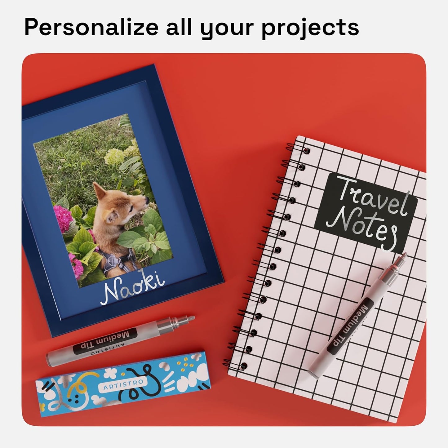 ARTISTRO 2 Silver Acrylic Paint Markers - 3mm Medium-Tip Paint Pens - Perfect for Crafting, Art Projects, & More