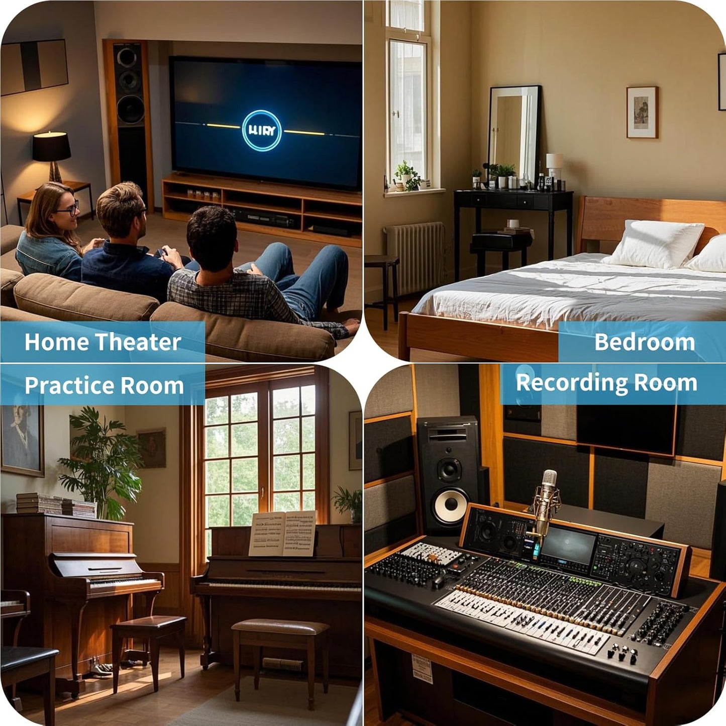 Art3d 10-Pack Peel and Stick Acoustic Panels with Acrylic Tape - 12 x 48 inches, Self Adhesive Sound Absorbing Polyester Wall Panels for Home Office Studio, White