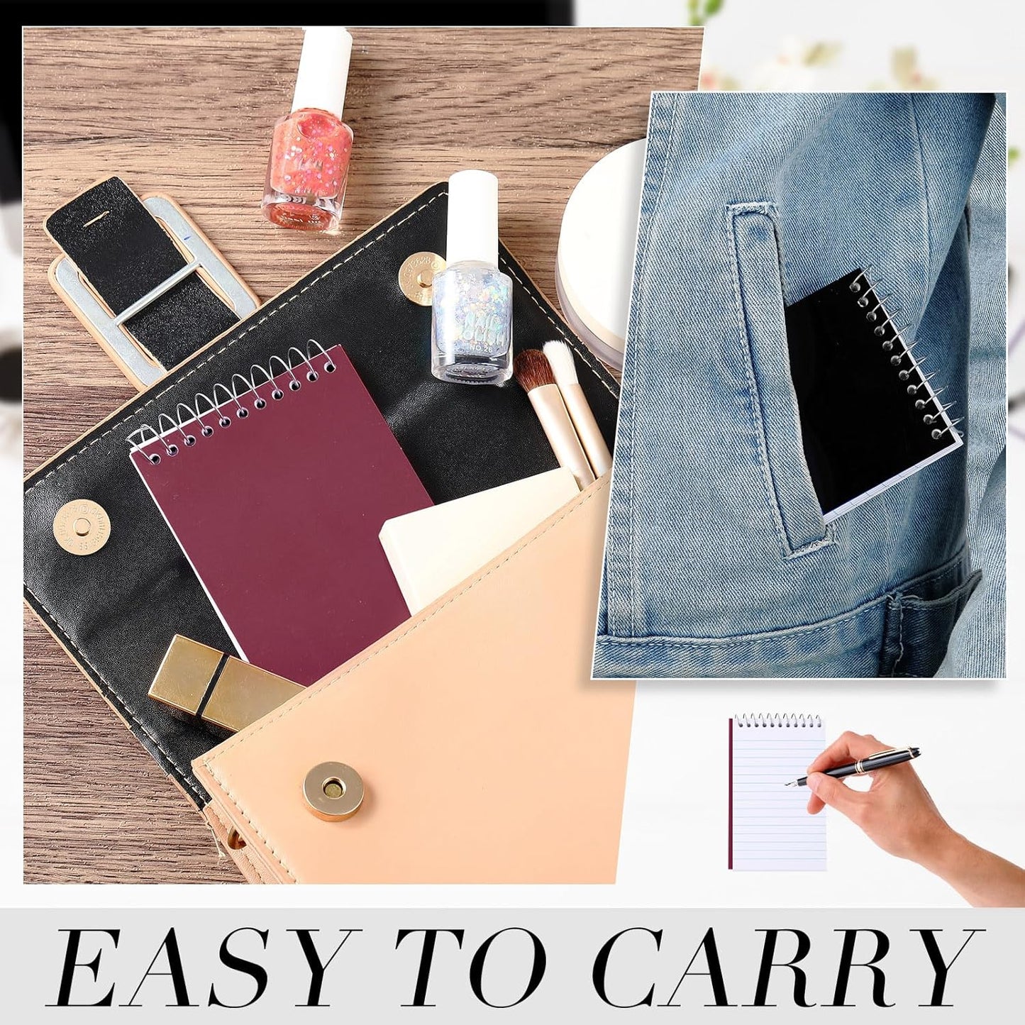 Leinuosen 24 Pcs Spiral Memo Pads 3x5 Inch 75 Sheets College Ruled Small Pocket Notebooks Little Mini Notepads Bulk Top Bound Lined Note Pads for Home School Office Travel Work (Classic Color)