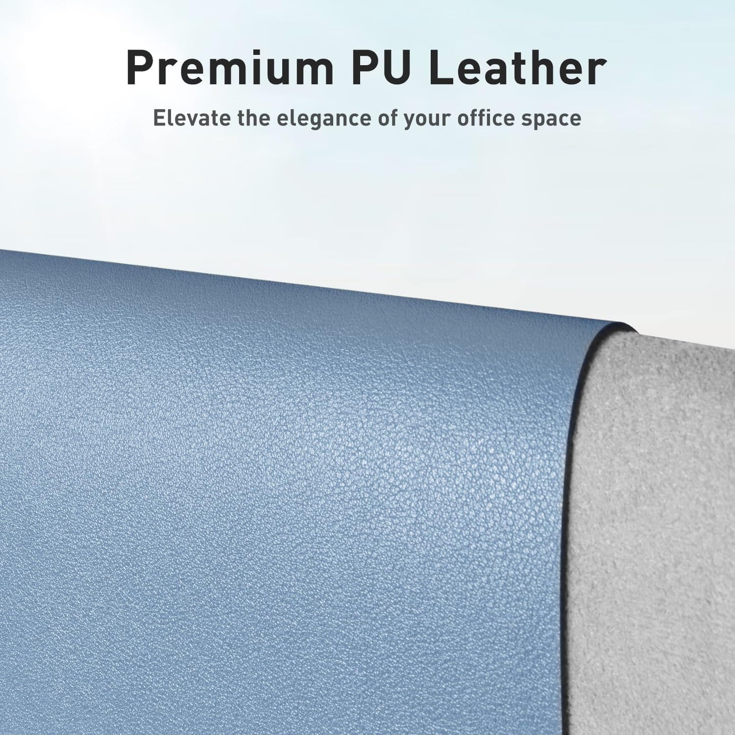 Aothia Leather Desk Pad Protector, Office Mat, Large Mouse Pad, Non-Slip PU Leather Blotter, Laptop Desk Pad, Waterproof Writing Pad for Office and Home (Denim Blue, 31.5" x 15.7")