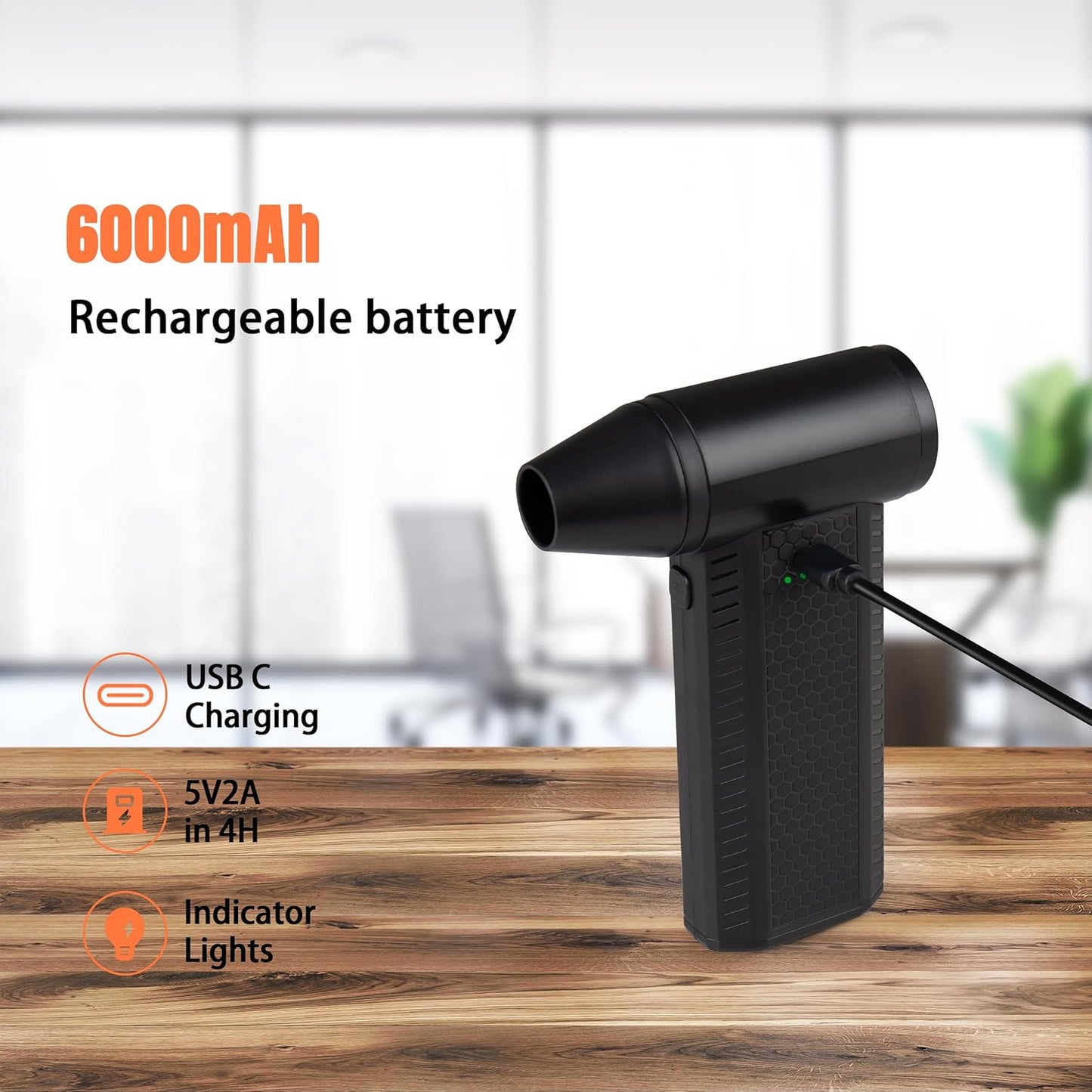 Electric Air Duster Mini Blower, 130000RPM Brushless Motor 4-Gear Rechargeable Compressed Air Duster, PC Computer Cleaner Keyboard Electronics Car Dust Blower for Home Office, Black