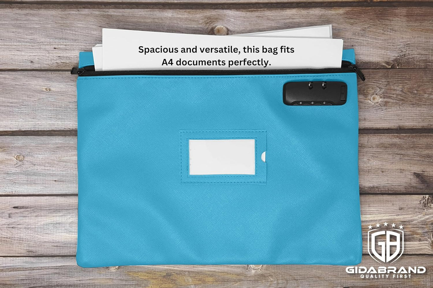 Notary Bag with Lock | 14x11 inch | Light blue | Zipper Notary Supplies Bag | Locking Notary Bag for Notary Kit, Stamp, Embosser, Ink Pad, and Valuables | Locking Document Bag | Journal Carrying Case