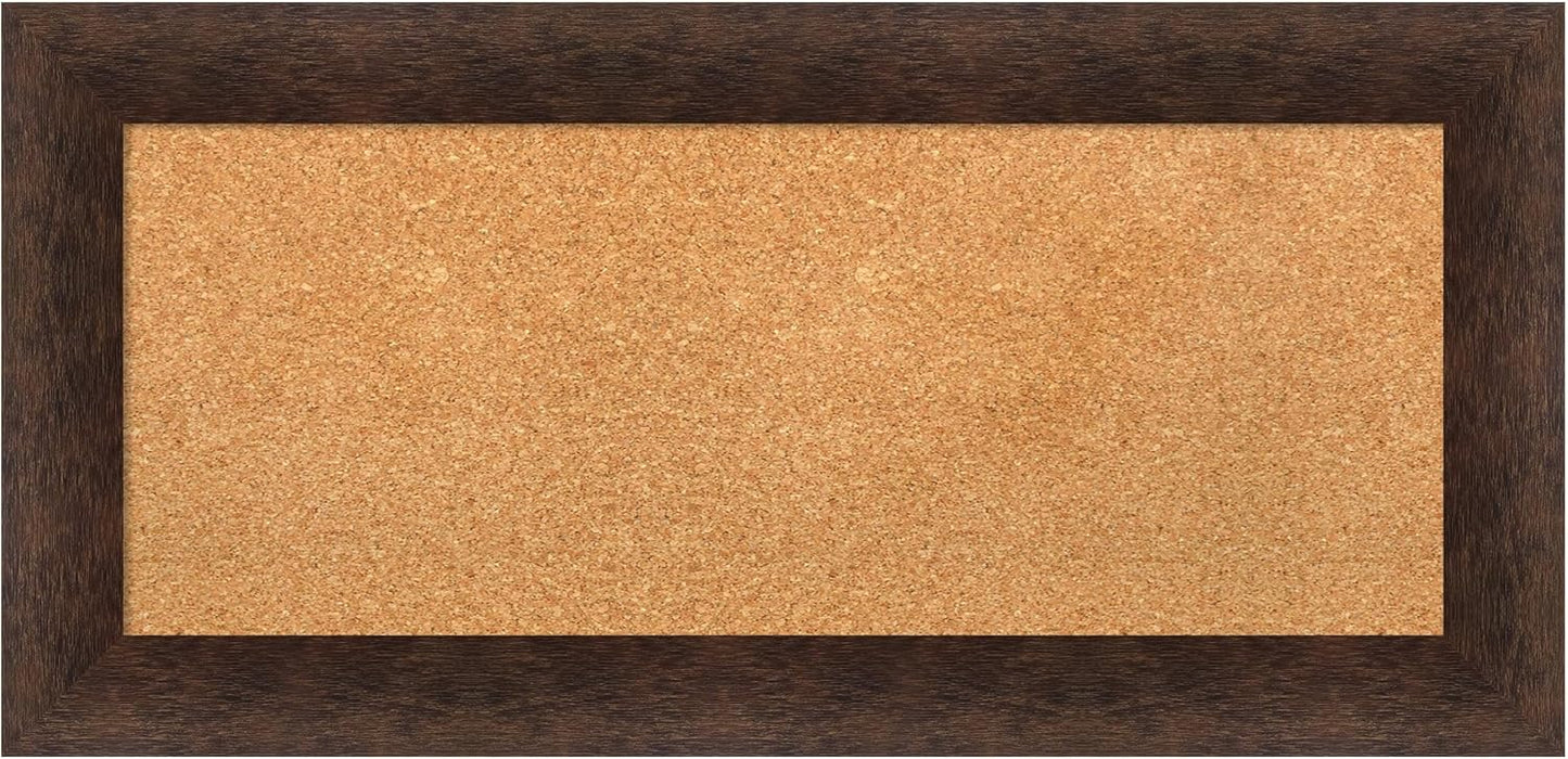 Amanti Art Natural Cork Board for Wall, 17x35 Vision Board with Brown Wood Frame, Medium Corkboard Office Decor for Home Organization, Casual Corkboard Pinboard to Display Items for Home Organization