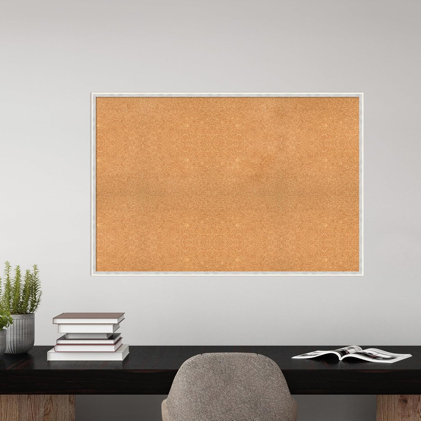 Amanti Art Natural Cork Board for Wall, 33x49 Vision Board with White Frame, Oversize Corkboard Office Decor for Home Organization, Modern Corkboard Pinboard to Display Items for Home Organization in