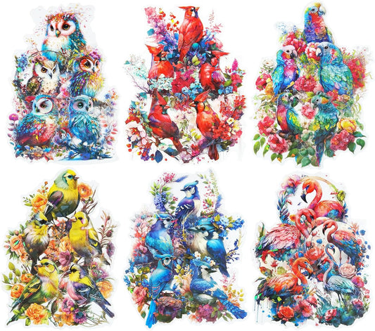 60Pcs Flowers and Birds PET Stickers, Holographic Nature Designs for Scrapbooking, Journaling Supplies, Junk Journal Ephemera, Includes Organizer