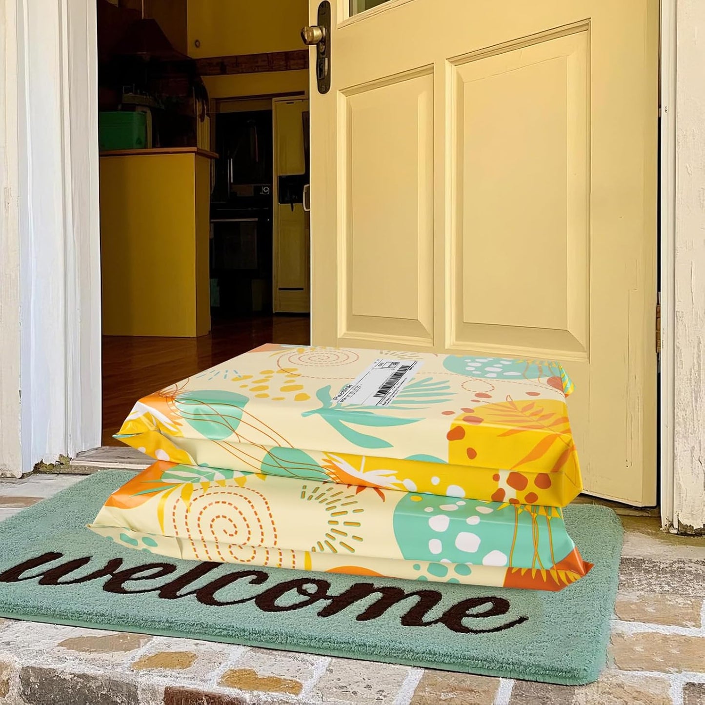 Colorful Leaves Poly Mailer 10x13 Inch 100 Pcs, Waterproof Shipping Bags for Clothing, Tear-Resistant Mailier Bags, Strong Mailing Bags with Self-Seal